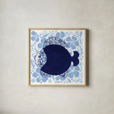 Coastal Chinoiserie VI by Yvette St. Amant. Shown in a natural wood glass frame for a timeless modern aesthetic. Available as an archival giclee rolled canvas, fine art paper, or poster print. SKU 91027a.