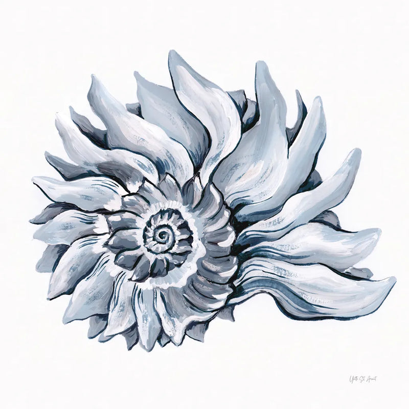 Coastal Imperial Shell Navy by Yvette St. Amant. SKU 91168a. Archival Giclee Fine art print for wall decor.