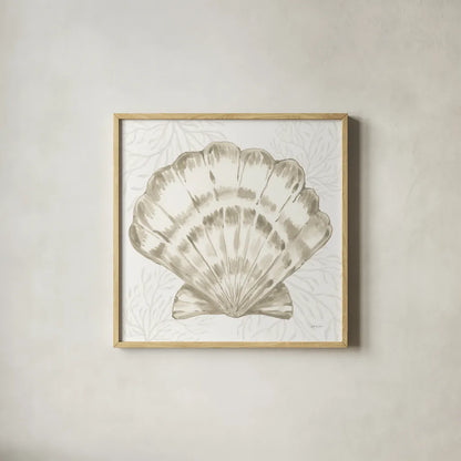 Coastal Reef I by Yvette St. Amant. Shown in a natural wood glass frame for a timeless modern aesthetic. Available as an archival giclee rolled canvas, fine art paper, or poster print. SKU 94004a.