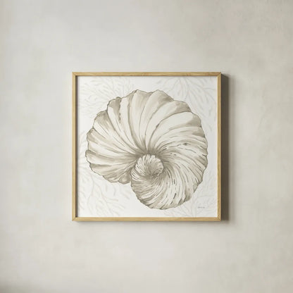 Coastal Reef II by Yvette St. Amant. Shown in a natural wood glass frame for a timeless modern aesthetic. Available as an archival giclee rolled canvas, fine art paper, or poster print. SKU 94005a.