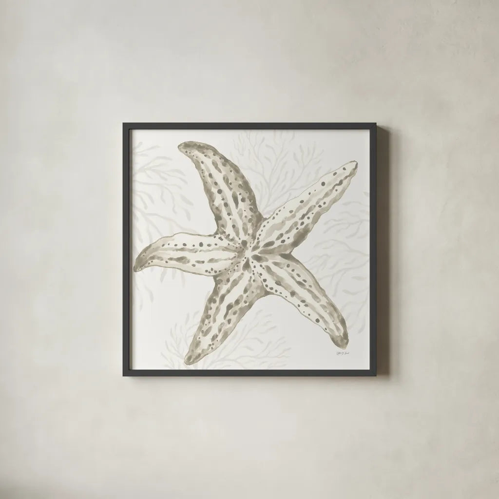 Coastal Reef III by Yvette St. Amant. Shown in a sleek black glass frame for a contemporary gallery look. Available as an archival giclee rolled canvas, fine art paper, or poster print. SKU 94006a.