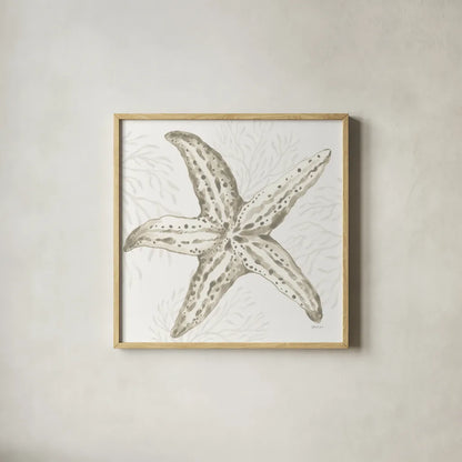 Coastal Reef III by Yvette St. Amant. Shown in a natural wood glass frame for a timeless modern aesthetic. Available as an archival giclee rolled canvas, fine art paper, or poster print. SKU 94006a.