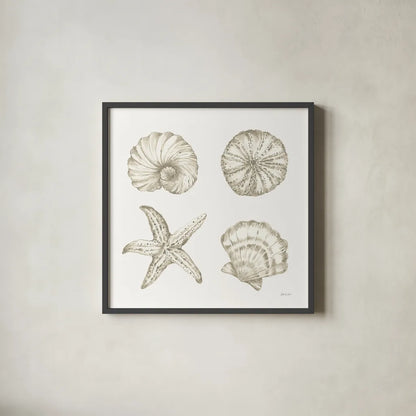 Coastal Reef IX by Yvette St. Amant. Shown in a sleek black glass frame for a contemporary gallery look. Available as an archival giclee rolled canvas, fine art paper, or poster print. SKU 94012a.