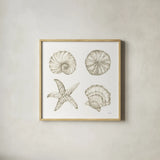Coastal Reef IX by Yvette St. Amant. Shown in a natural wood glass frame for a timeless modern aesthetic. Available as an archival giclee rolled canvas, fine art paper, or poster print. SKU 94012a.