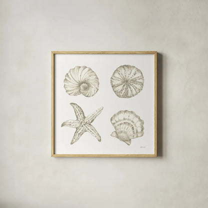 Coastal Reef IX by Yvette St. Amant. Shown in a natural wood glass frame for a timeless modern aesthetic. Available as an archival giclee rolled canvas, fine art paper, or poster print. SKU 94012a.