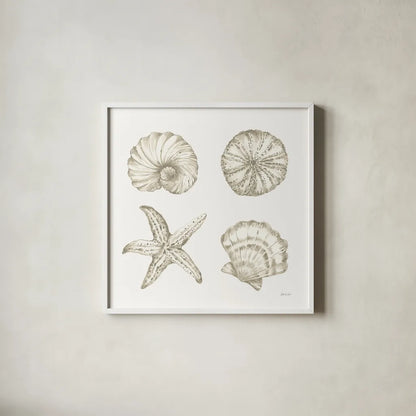 Coastal Reef IX by Yvette St. Amant. Shown in a crisp white glass frame for a clean and minimalist style. Available as an archival giclee rolled canvas, fine art paper, or poster print. SKU 94012a.