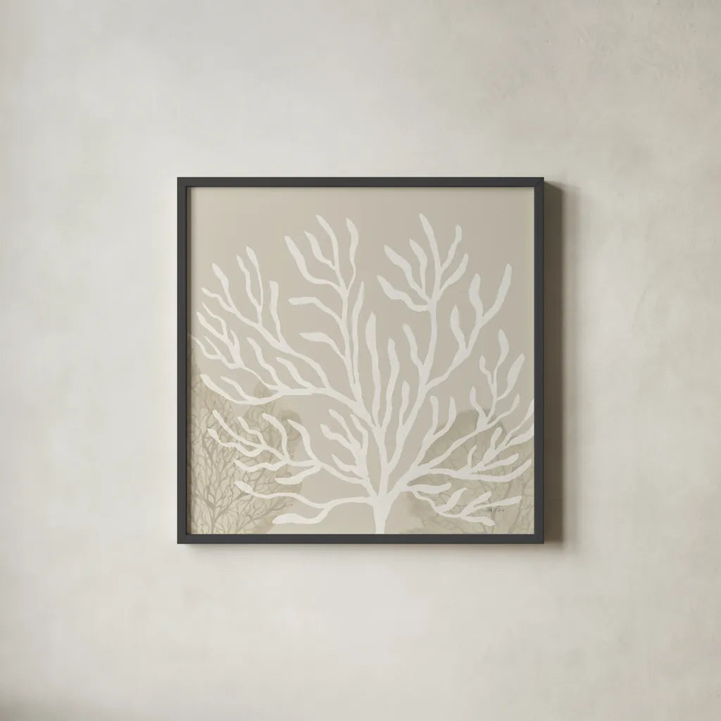 Coastal Reef VI by Yvette St. Amant. Shown in a sleek black glass frame for a contemporary gallery look. Available as an archival giclee rolled canvas, fine art paper, or poster print. SKU 94009a.