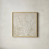Coastal Reef VI by Yvette St. Amant. Shown in a natural wood glass frame for a timeless modern aesthetic. Available as an archival giclee rolled canvas, fine art paper, or poster print. SKU 94009a.