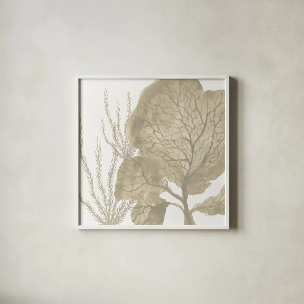 Coastal Reef VII by Yvette St. Amant. Shown in a crisp white glass frame for a clean and minimalist style. Available as an archival giclee rolled canvas, fine art paper, or poster print. SKU 94010a.