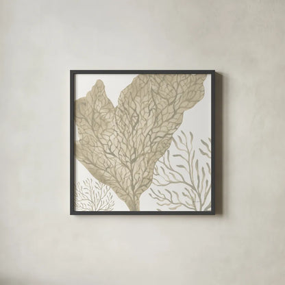 Coastal Reef VIII by Yvette St. Amant. Shown in a sleek black glass frame for a contemporary gallery look. Available as an archival giclee rolled canvas, fine art paper, or poster print. SKU 94011a.