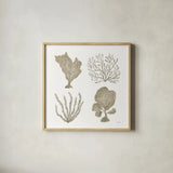 Coastal Reef X by Yvette St. Amant. Shown in a natural wood glass frame for a timeless modern aesthetic. Available as an archival giclee rolled canvas, fine art paper, or poster print. SKU 94013a.