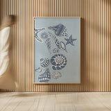Coastal Shells II by Yvette St. Amant. shown as over sized large wall art. Available as an archival giclee rolled canvas, fine art paper, or poster print. SKU 88369h.