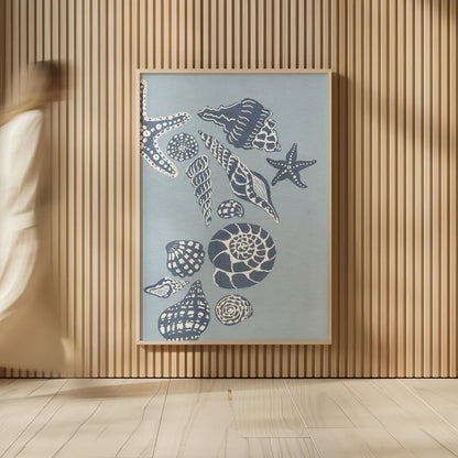 Coastal Shells II by Yvette St. Amant. shown as over sized large wall art. Available as an archival giclee rolled canvas, fine art paper, or poster print. SKU 88369h.