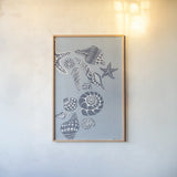 Coastal Shells II by Yvette St. Amant. shown as a paper print in a natural frame. Available as a archival giclee rolled canvas, fine art paper, or poster print. SKU 88369h.