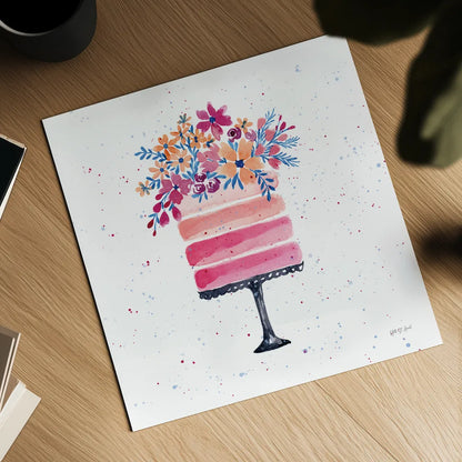 Colorful Cake by Yvette St. Amant. Shown as a detailed flat fine art print, highlighting archival giclee quality. Available as an archival giclee rolled canvas, fine art paper, or poster print. SKU 94729a.