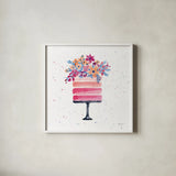 Colorful Cake by Yvette St. Amant. Shown in a crisp white glass frame for a clean and minimalist style. Available as an archival giclee rolled canvas, fine art paper, or poster print. SKU 94729a.