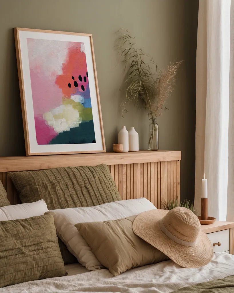 Colorful Journey by Yvette St. Amant. shown as a paper print in a natural frame. Available as a archival giclee rolled canvas, fine art paper, or poster print. SKU 88226h.