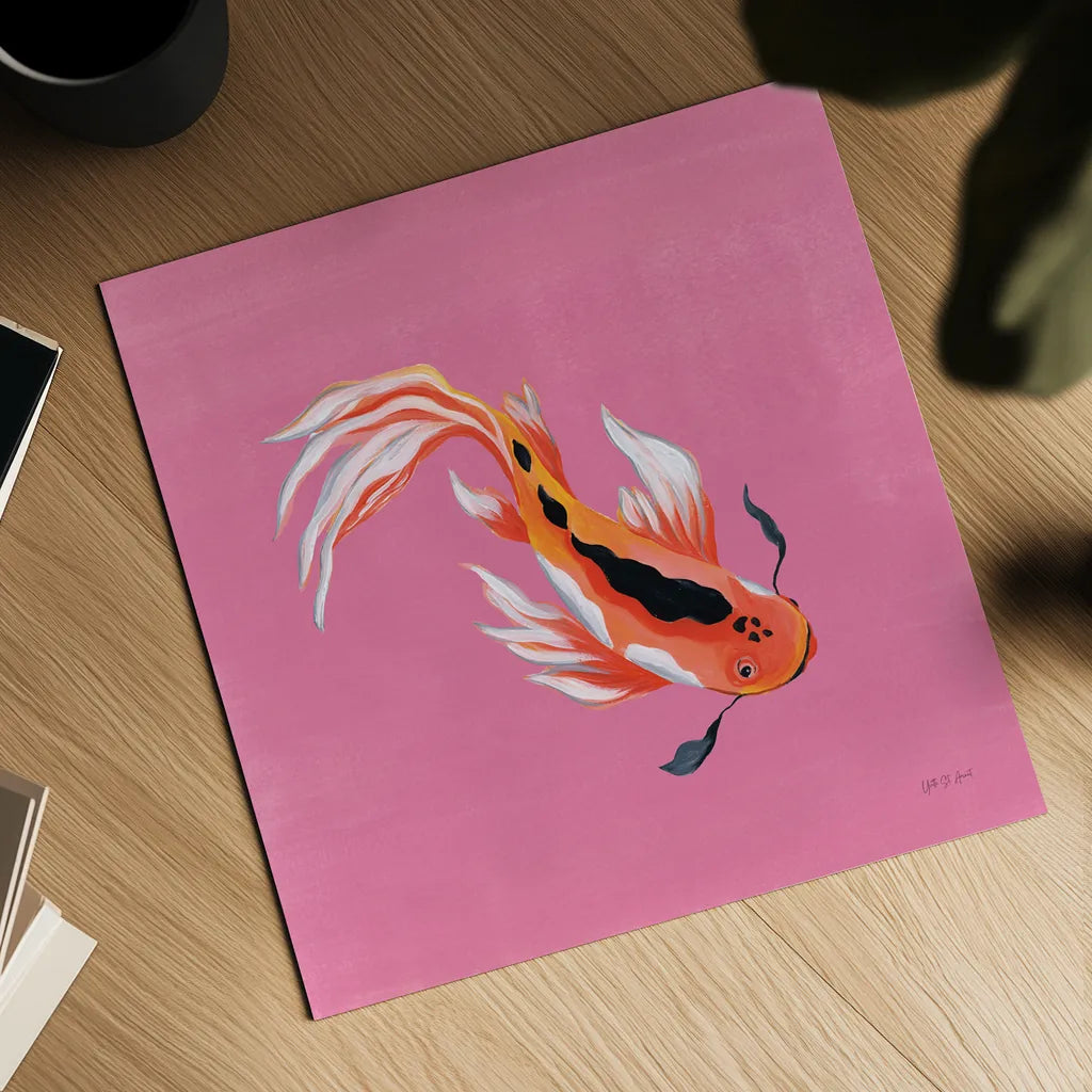 Colorful Koi III by Yvette St. Amant. Shown as a detailed flat fine art print, highlighting archival giclee quality. Available as an archival giclee rolled canvas, fine art paper, or poster print. SKU 92243a.