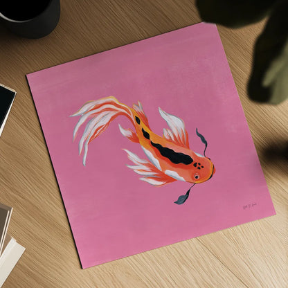 Colorful Koi III by Yvette St. Amant. Shown as a detailed flat fine art print, highlighting archival giclee quality. Available as an archival giclee rolled canvas, fine art paper, or poster print. SKU 92243a.