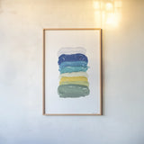 Cool Paint Palette by Yvette St. Amant. shown as a paper print in a natural frame. Available as a archival giclee rolled canvas, fine art paper, or poster print. SKU 92217h.