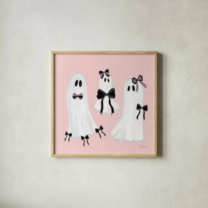 Coquette Ghosts by Yvette St. Amant. Shown in a natural wood glass frame for a timeless modern aesthetic. Available as an archival giclee rolled canvas, fine art paper, or poster print. SKU 94019a.