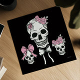 Coquette Skulls by Yvette St. Amant. Shown as a detailed flat fine art print, highlighting archival giclee quality. Available as an archival giclee rolled canvas, fine art paper, or poster print. SKU 94021a.