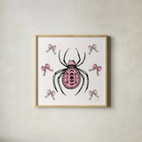Coquette Spider by Yvette St. Amant. Shown in a natural wood glass frame for a timeless modern aesthetic. Available as an archival giclee rolled canvas, fine art paper, or poster print. SKU 94022a.