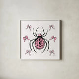 Coquette Spider by Yvette St. Amant. Shown in a crisp white glass frame for a clean and minimalist style. Available as an archival giclee rolled canvas, fine art paper, or poster print. SKU 94022a.
