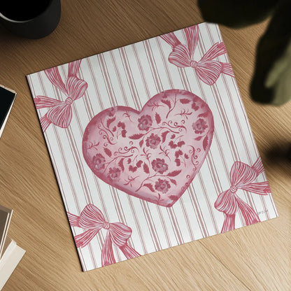 Coquette Valentine I by Yvette St. Amant. Shown as a detailed flat fine art print, highlighting archival giclee quality. Available as an archival giclee rolled canvas, fine art paper, or poster print. SKU 101784a.