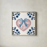 Coquette Valentine VI by Yvette St. Amant. Shown in a natural wood glass frame for a timeless modern aesthetic. Available as an archival giclee rolled canvas, fine art paper, or poster print. SKU 101789a.