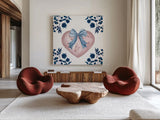 Coquette Valentine VI by Yvette St. Amant. Shown as extra-large giant wall art in a modern living room. Available as an archival giclee rolled canvas, fine art paper, or poster print. SKU 101789a.