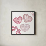 Coquette Valentine VII by Yvette St. Amant. Shown in a sleek black glass frame for a contemporary gallery look. Available as an archival giclee rolled canvas, fine art paper, or poster print. SKU 101790a.
