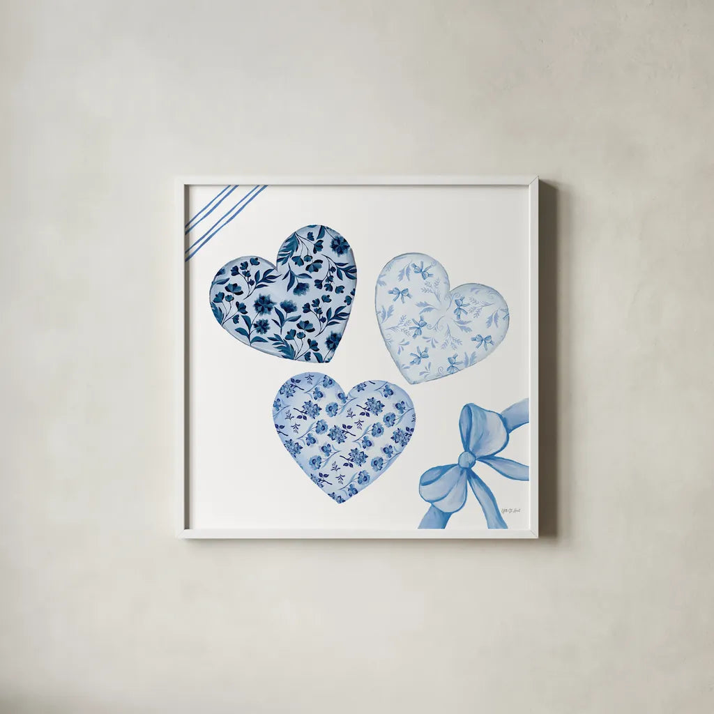 Coquette Valentine VIII by Yvette St. Amant. Shown in a crisp white glass frame for a clean and minimalist style. Available as an archival giclee rolled canvas, fine art paper, or poster print. SKU 101791a.