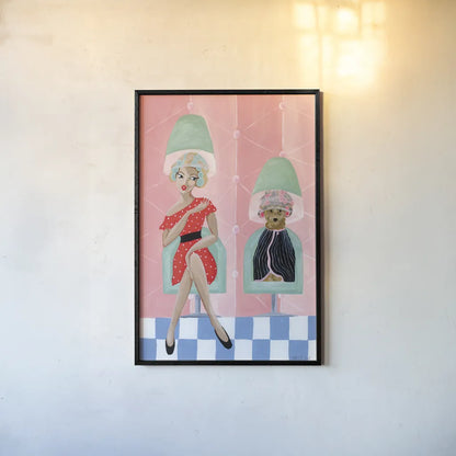 Curl Talk by Yvette St. Amant. shown as a paper print in a black flame. Available as a archival giclee rolled canvas, fine art paper, or poster print. SKU 100347h.