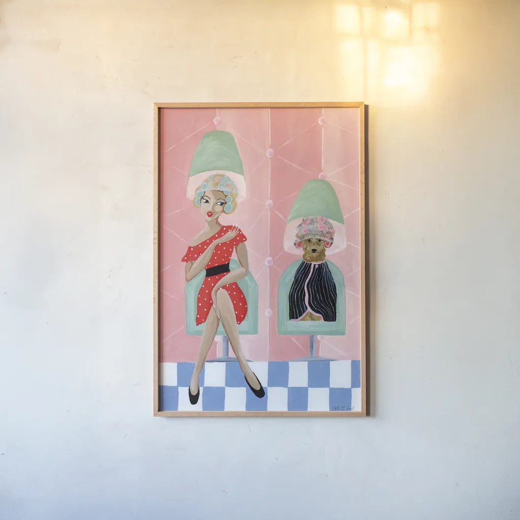 Curl Talk by Yvette St. Amant. shown as a paper print in a natural frame. Available as a archival giclee rolled canvas, fine art paper, or poster print. SKU 100347h.