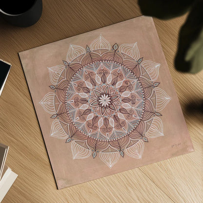 Desert Mandala by Yvette St. Amant. Shown as a detailed flat fine art print, highlighting archival giclee quality. Available as an archival giclee rolled canvas, fine art paper, or poster print. SKU 90986a.