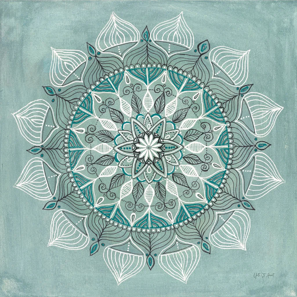 Desert Mandala Green by Yvette St. Amant. SKU 91001a. Archival Giclee Fine art print for wall decor.