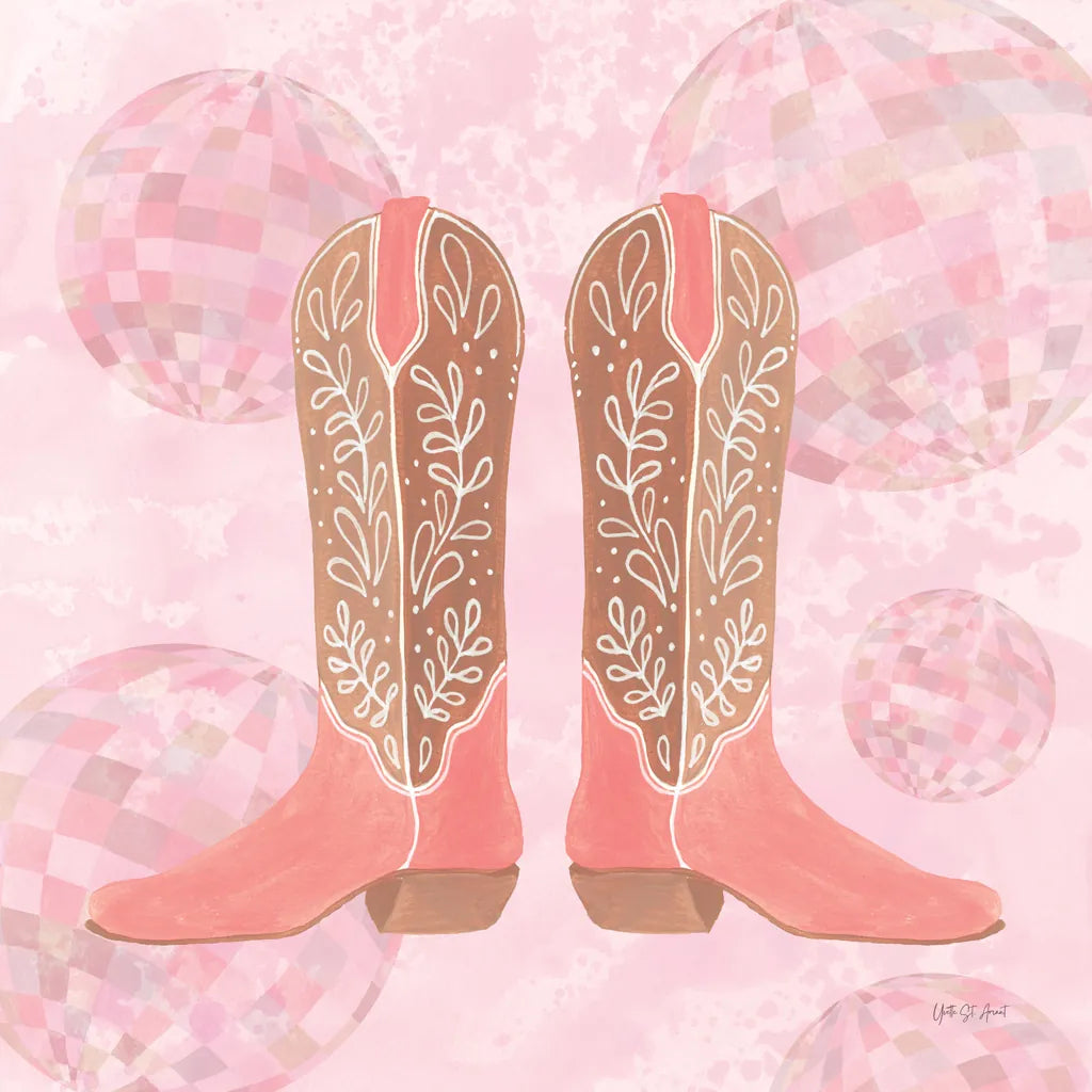 Disco Cowgirl I by Yvette St. Amant. SKU 93446a. Archival Giclee Fine art print for wall decor.