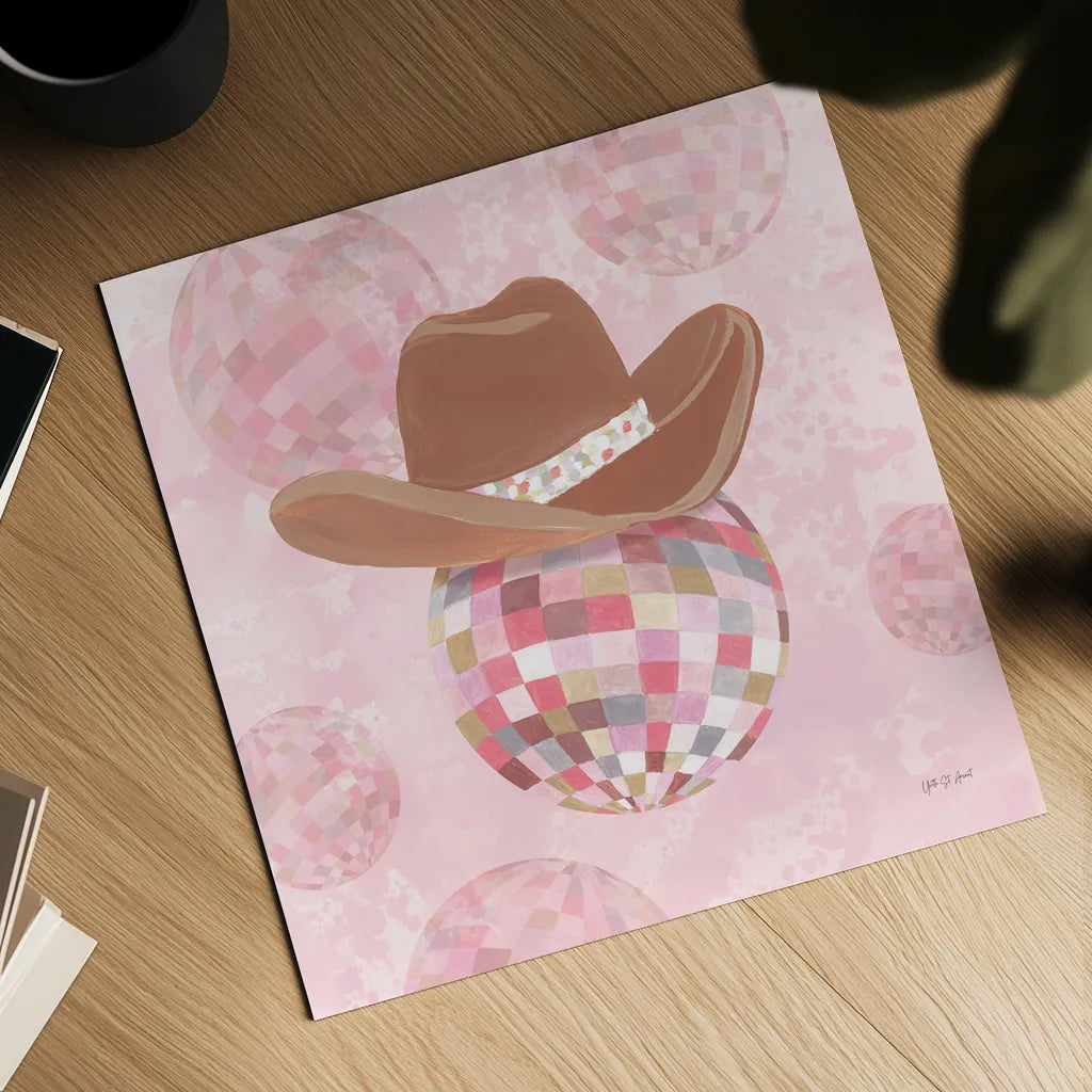 Disco Cowgirl II by Yvette St. Amant. Shown as a detailed flat fine art print, highlighting archival giclee quality. Available as an archival giclee rolled canvas, fine art paper, or poster print. SKU 93447a.