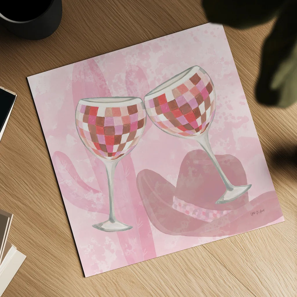 Disco Cowgirl III by Yvette St. Amant. Shown as a detailed flat fine art print, highlighting archival giclee quality. Available as an archival giclee rolled canvas, fine art paper, or poster print. SKU 93448a.