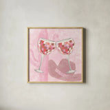 Disco Cowgirl III by Yvette St. Amant. Shown in a natural wood glass frame for a timeless modern aesthetic. Available as an archival giclee rolled canvas, fine art paper, or poster print. SKU 93448a.