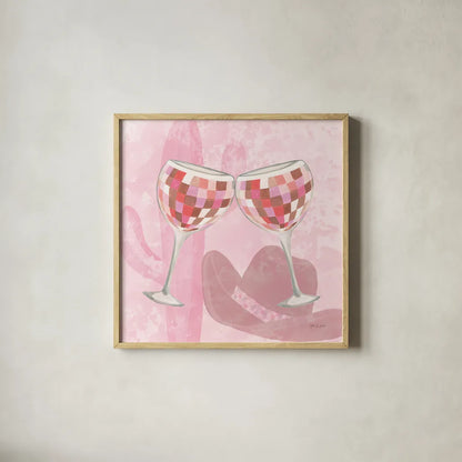 Disco Cowgirl III by Yvette St. Amant. Shown in a natural wood glass frame for a timeless modern aesthetic. Available as an archival giclee rolled canvas, fine art paper, or poster print. SKU 93448a.