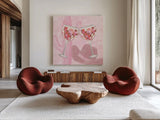 Disco Cowgirl III by Yvette St. Amant. Shown as extra-large giant wall art in a modern living room. Available as an archival giclee rolled canvas, fine art paper, or poster print. SKU 93448a.