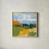 Distant Plateau I by Yvette St. Amant. Shown in a natural wood glass frame for a timeless modern aesthetic. Available as an archival giclee rolled canvas, fine art paper, or poster print. SKU 100655a.
