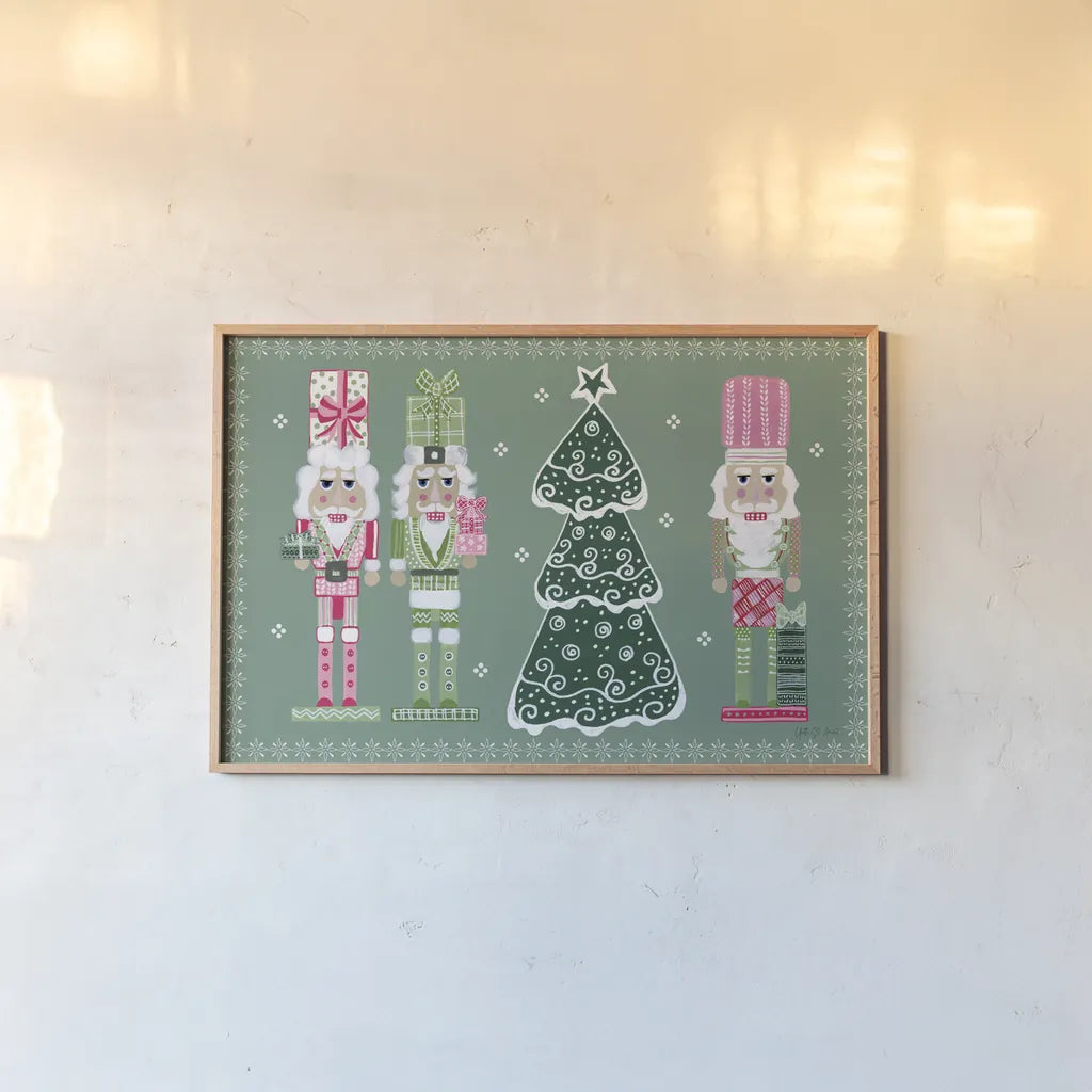 Dreamland Nutcrackers II by Yvette St. Amant. shown as a paper print in a natural frame. Available as a archival giclee rolled canvas, fine art paper, or poster print. SKU 95774i.