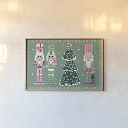 Dreamland Nutcrackers II by Yvette St. Amant. shown as a paper print in a natural frame. Available as a archival giclee rolled canvas, fine art paper, or poster print. SKU 95774i.