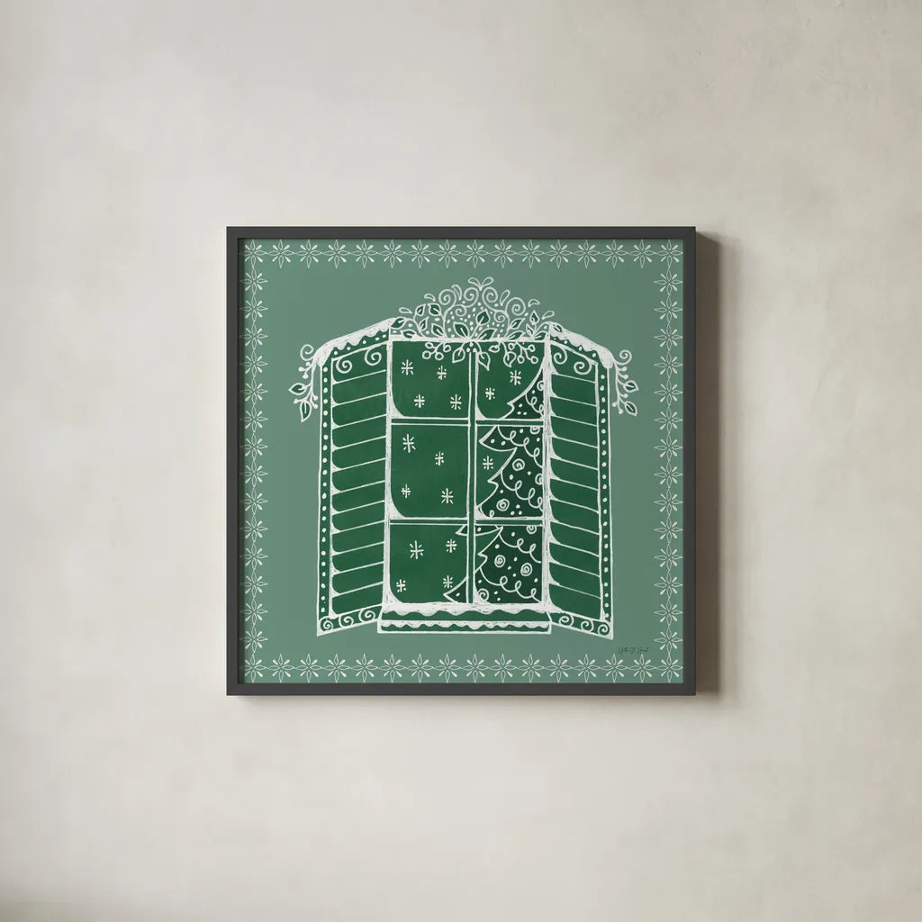 Dreamland Nutcrackers VIII by Yvette St. Amant. Shown in a sleek black glass frame for a contemporary gallery look. Available as an archival giclee rolled canvas, fine art paper, or poster print. SKU 95780a.