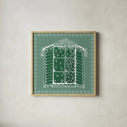 Dreamland Nutcrackers VIII by Yvette St. Amant. Shown in a natural wood glass frame for a timeless modern aesthetic. Available as an archival giclee rolled canvas, fine art paper, or poster print. SKU 95780a.