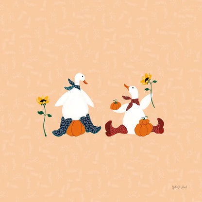 Ducks in the Pumpkin Patch III by Yvette St. Amant. SKU 97326a. Archival Giclee Fine art print for wall decor.