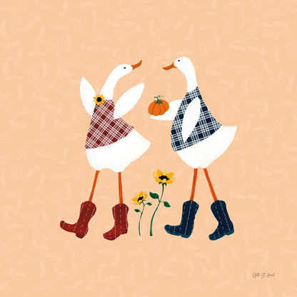 Ducks in the Pumpkin Patch V by Yvette St. Amant. SKU 97328a. Archival Giclee Fine art print for wall decor.